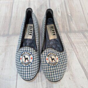 Martine Sitbon Black Lonely Shoes Blue Houndstooth Smoking Slippers